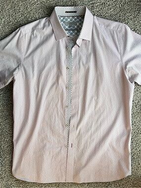 Ted Baker Light Pink Micro-Pattern Short Sleeve Button-Up Shirt